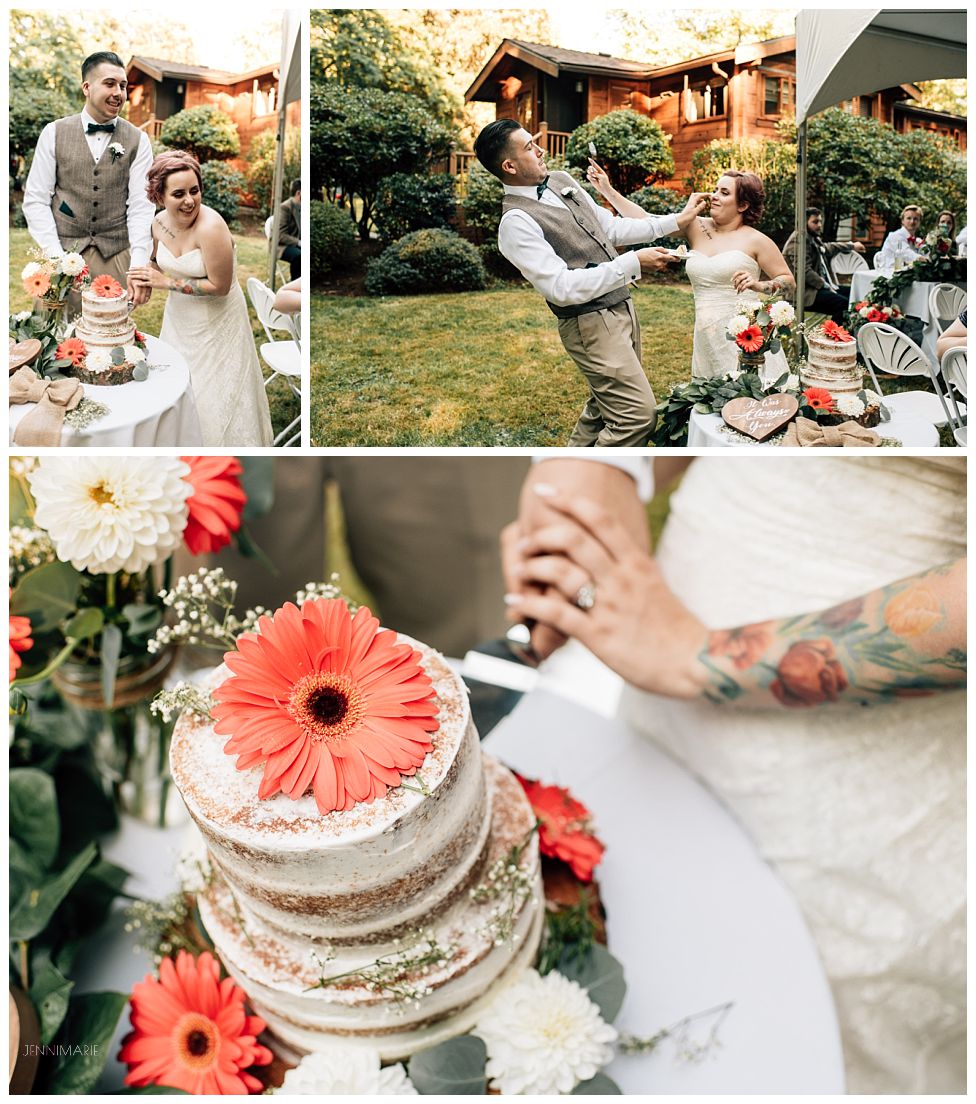 backyard wedding cake smash