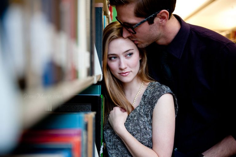 Engaged: John and Charli [In a Library]